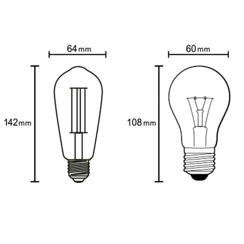 Mantra Bombilla E27 LED E27 8W 2200K 800lm ST64 transparente R09206