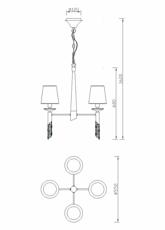 Mantra Tiffany Lámpara de techo colgante cromo Ø55cm 3852 para dormitorio y salón