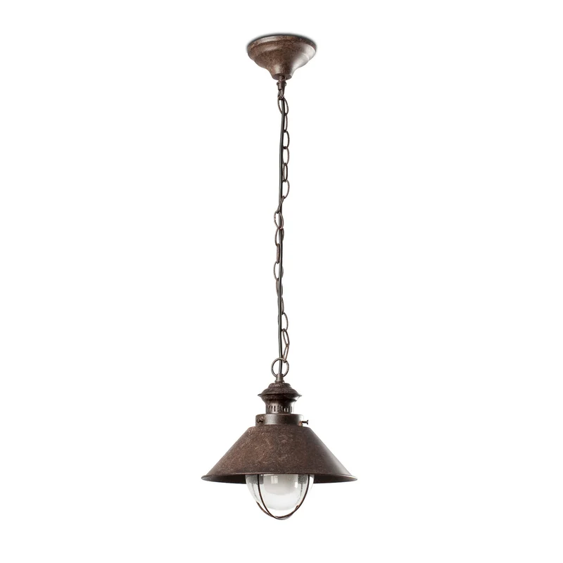Lámpara colgante de exterior Faro Náutica 102cm E27 LED marrón oxido 26cm 71138