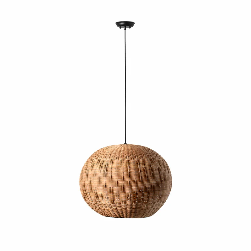 Lámpara de techo colgante Faro Haka grande E27 LED ratán Ø53cm 65134-75