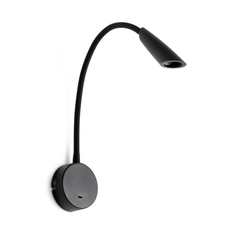 Lámpara de pared aplique Faro Boken con lector LED negro mate 3000K 41032