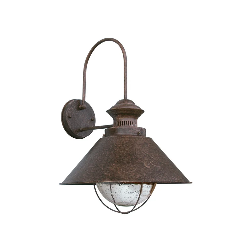 Aplique de exterior Faro Náutica 34cm 1 luz E27 LED marrón oxido 28cm 71128 para jardín