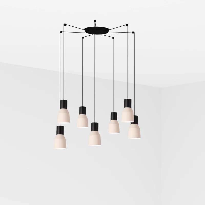 Lámpara de techo colgante Faro Kombo grande 7 luces E27 LED beige 68592-7L