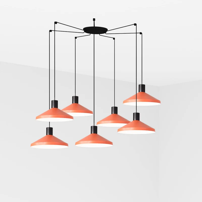 Lámpara de techo colgante Faro Kombo grande 7 luces E27 LED terracota 68597-7L