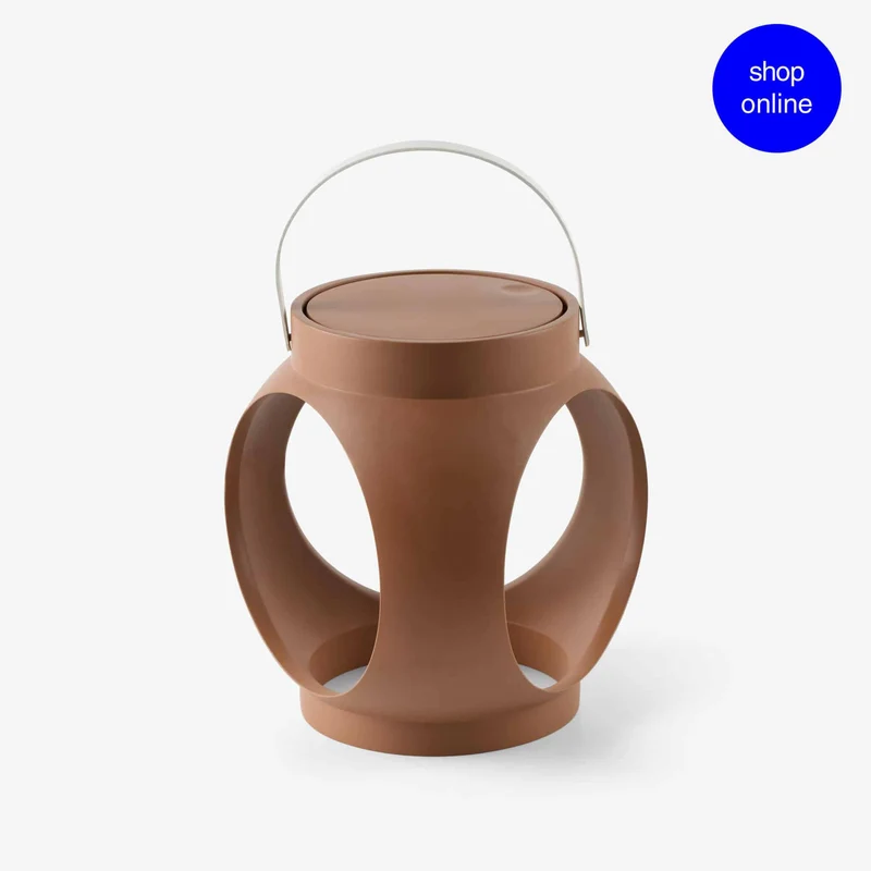 Lámpara de mesa de exterior portátil Faro Candela 24cm LED terracota 3000K IP66 opal 70790