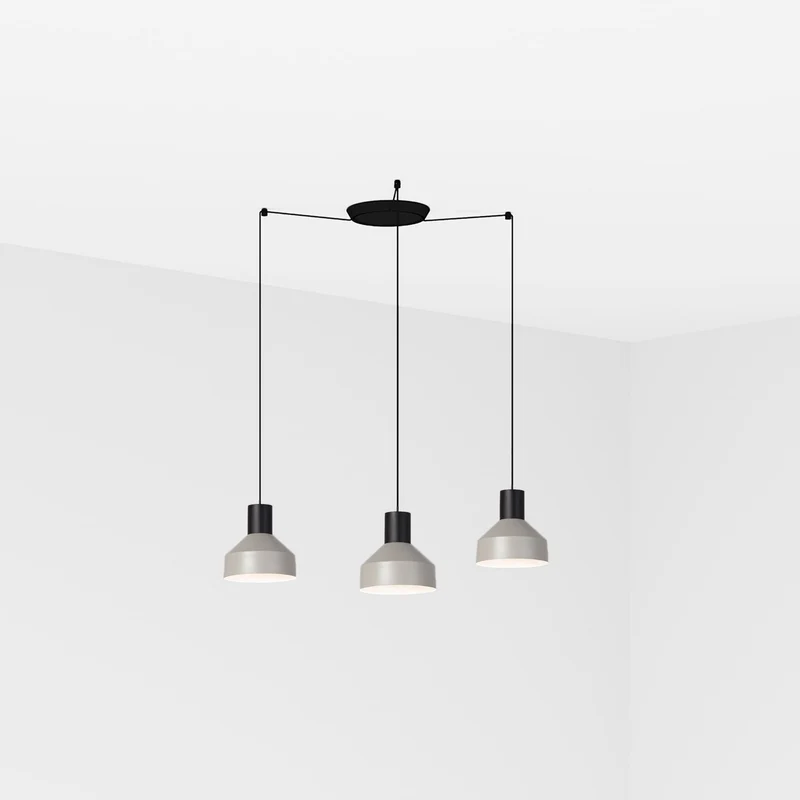 Lámpara de techo colgante Faro Kombo grande 3 luces E27 LED gris 68593-3L