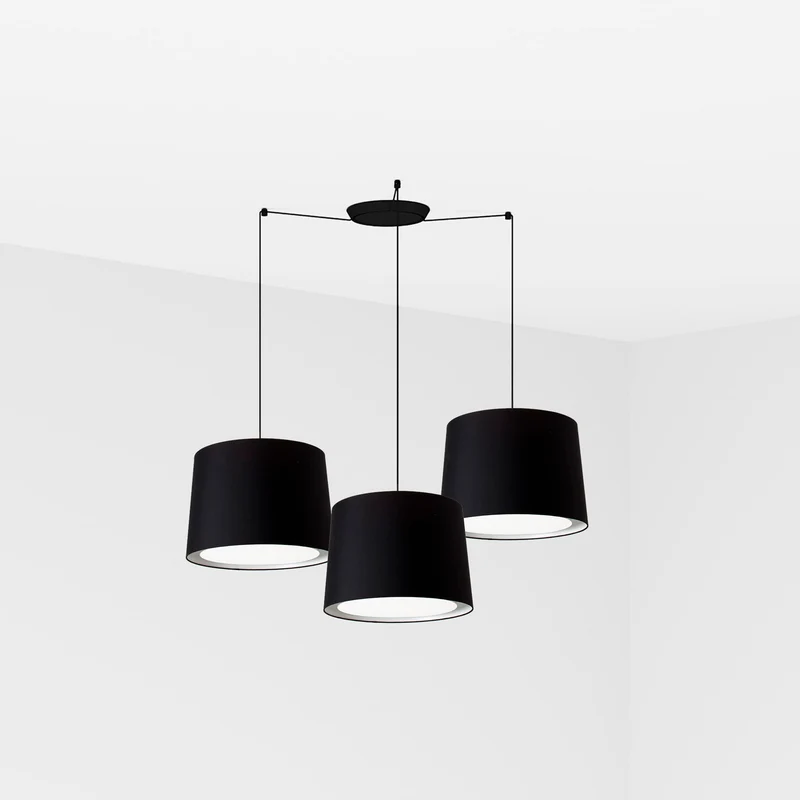 Lámpara de techo colgante Faro Conga grande 3 luces E27 LED negro 64314-56-3L