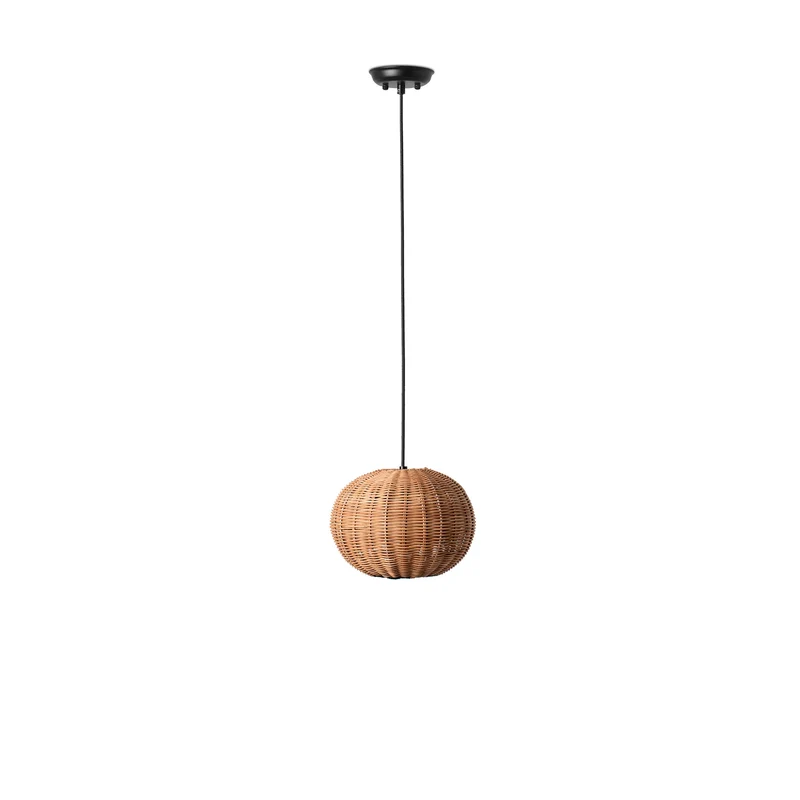 Lámpara de techo colgante Faro Haka grande E27 LED ratán Ø25cm 65134-73
