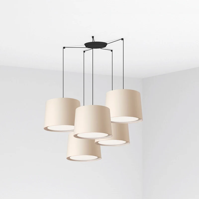 Lámpara de techo colgante Faro Conga grande 5 luces E27 LED beige 64314-55-5L