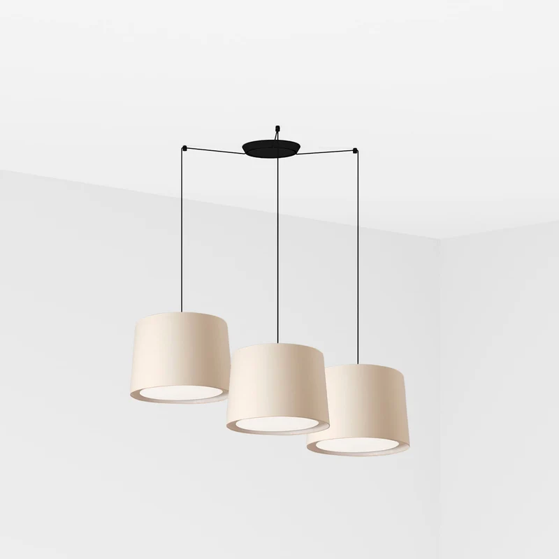 Lámpara de techo colgante Faro Conga grande 3 luces E27 LED beige 64314-55-3L