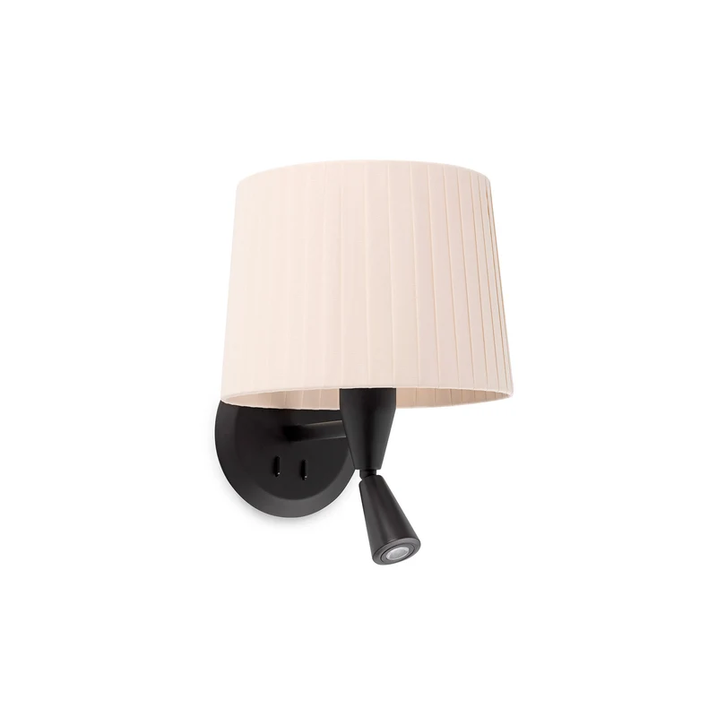 Lámpara de pared aplique Faro Samba con lector E27 LED beige 64309-35