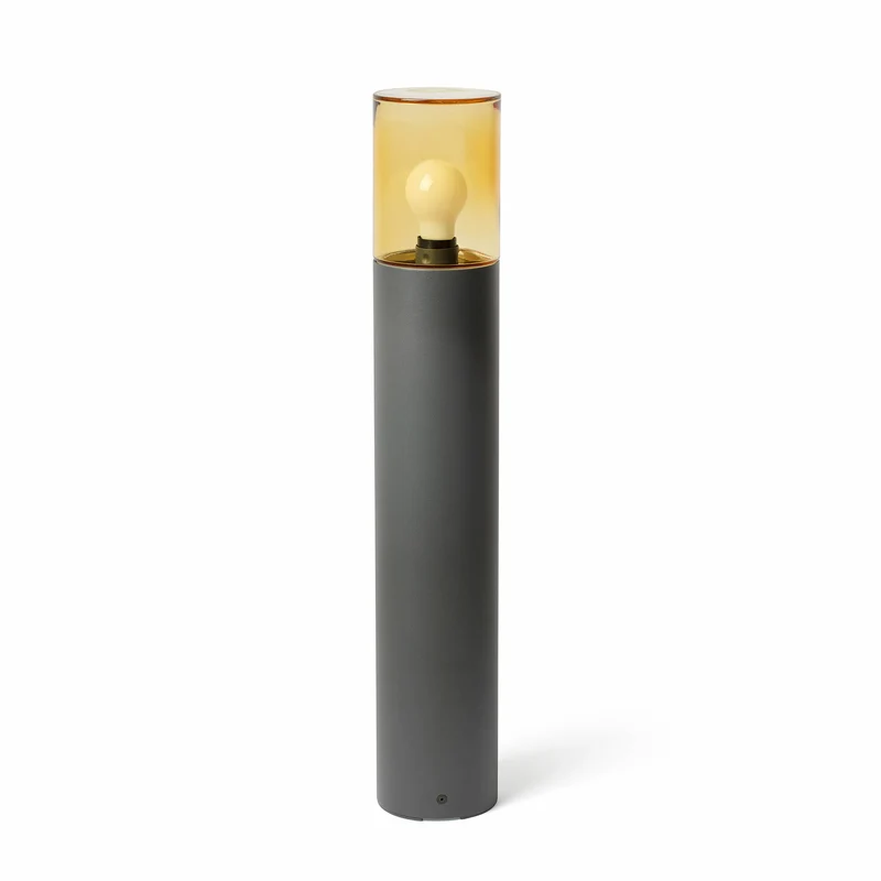 Baliza de exterior Faro Kila 70cm E27 LED gris oscuro IP65 ámbar 71751