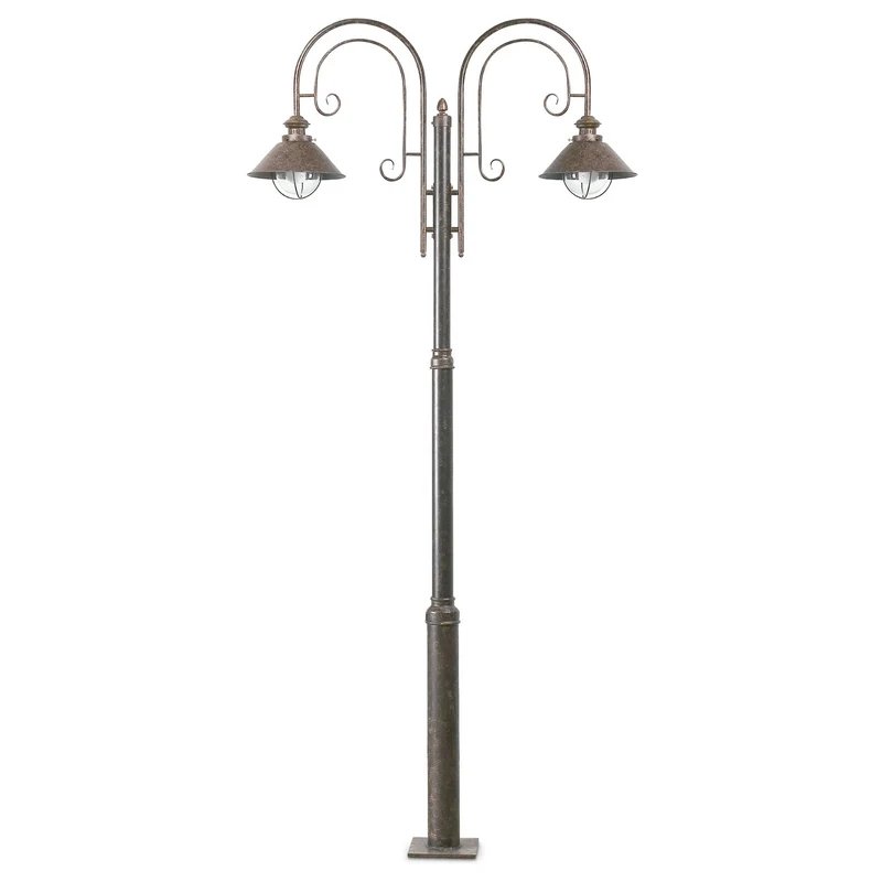 Farola de exterior Faro Náutica 225cm 2 luces E27 LED marrón oxido 71117
