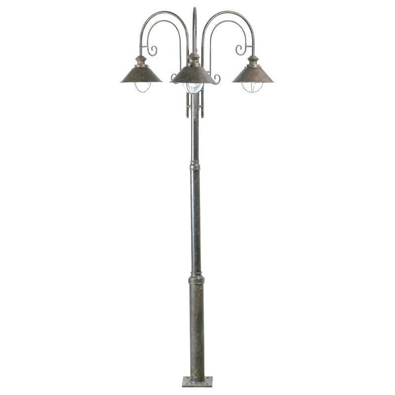Farola de exterior Faro Náutica 225cm 3 luces E27 LED marrón oxido 71118