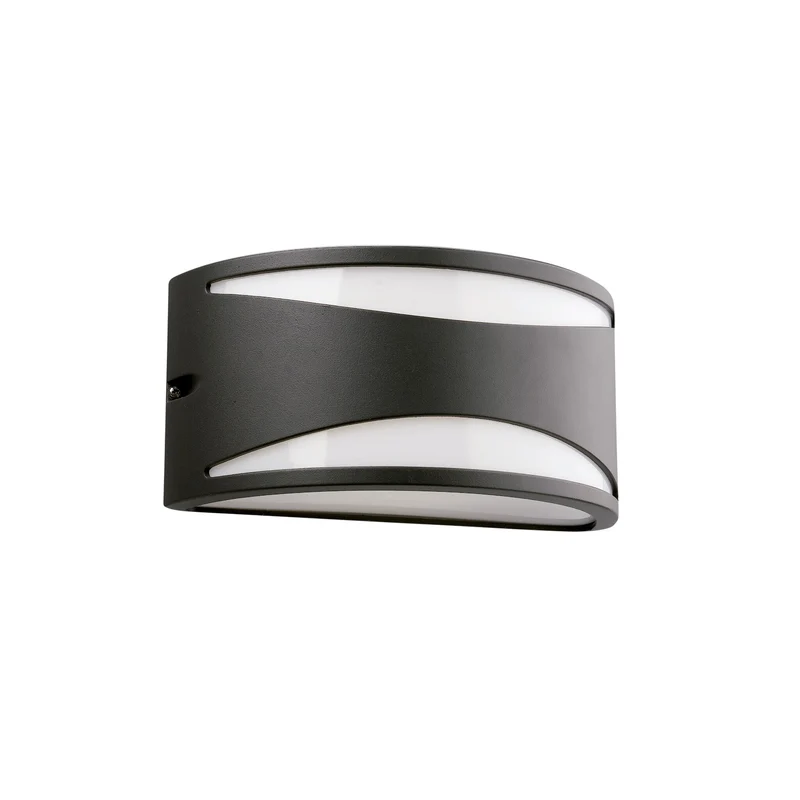 Aplique de exterior Faro Bonn 12cm E27 LED gris oscuro IP44 opal 70697