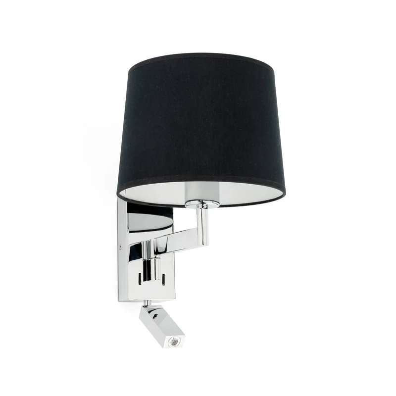 Lámpara de pared aplique Faro Artis con lector E27 LED cromo y negro 68493-03