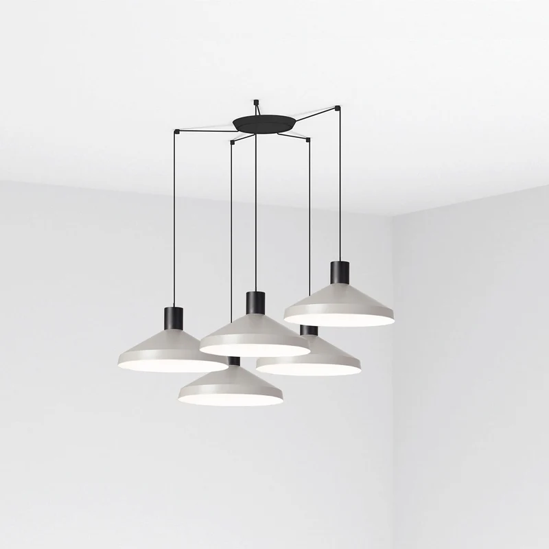 Lámpara de techo colgante Faro Kombo grande 5 luces E27 LED gris 68595-5L