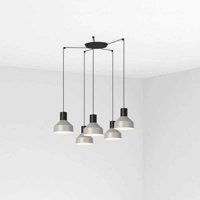 Lámpara de techo colgante Faro Kombo grande 5 luces E27 LED gris 68593-5L