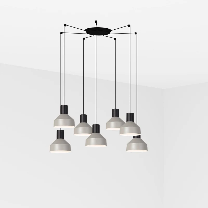 Lámpara de techo colgante Faro Kombo grande 7 luces E27 LED gris 68593-7L para salón y comedor