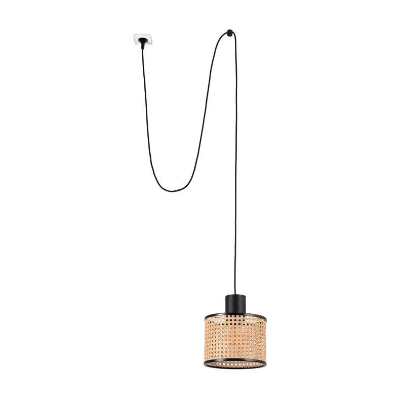 Lámpara de techo colgante Faro Mambo grande E27 LED ratán 68604-47