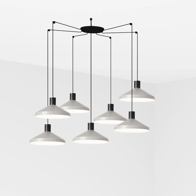 Lámpara de techo colgante Faro Kombo grande 7 luces E27 LED gris 68595-7L