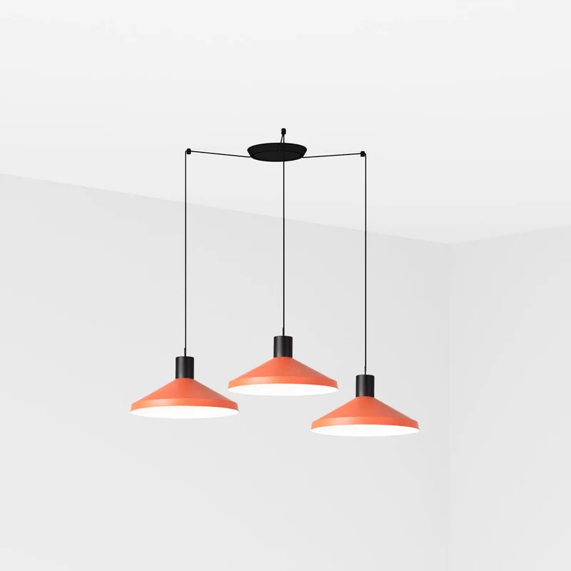 Lámpara de techo colgante Faro Kombo grande 3 luces E27 LED terracota 68597-3L