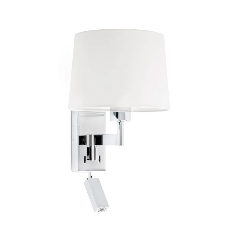 Lámpara de pared aplique Faro Artis con lector E27 LED cromo y blanco 68493-01