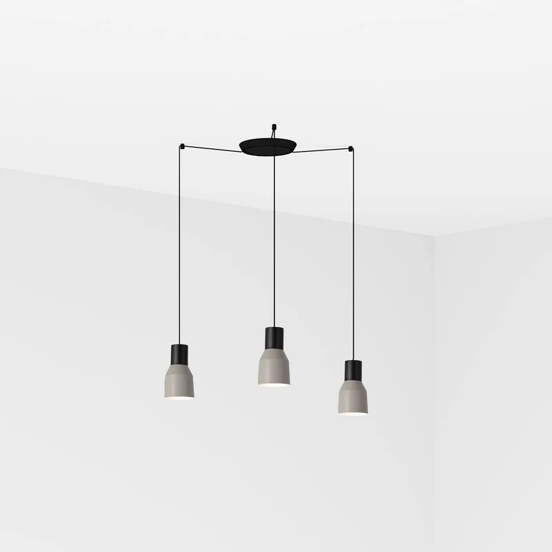 Lámpara de techo colgante Faro Kombo grande 3 luces E27 LED gris 68591-3L