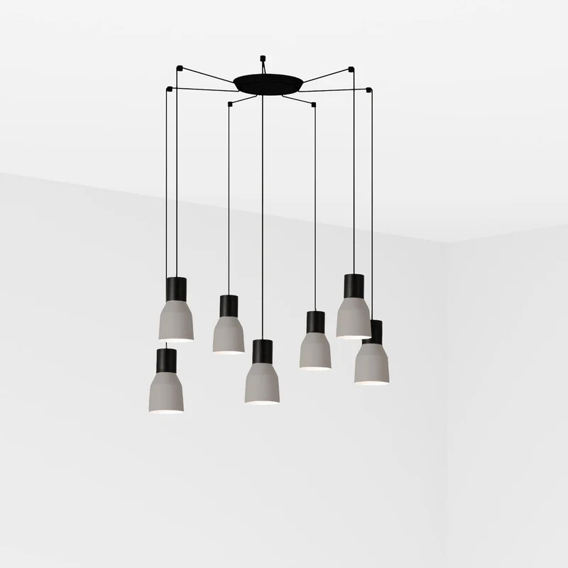 Lámpara de techo colgante Faro Kombo grande 7 luces E27 LED gris 68591-7L