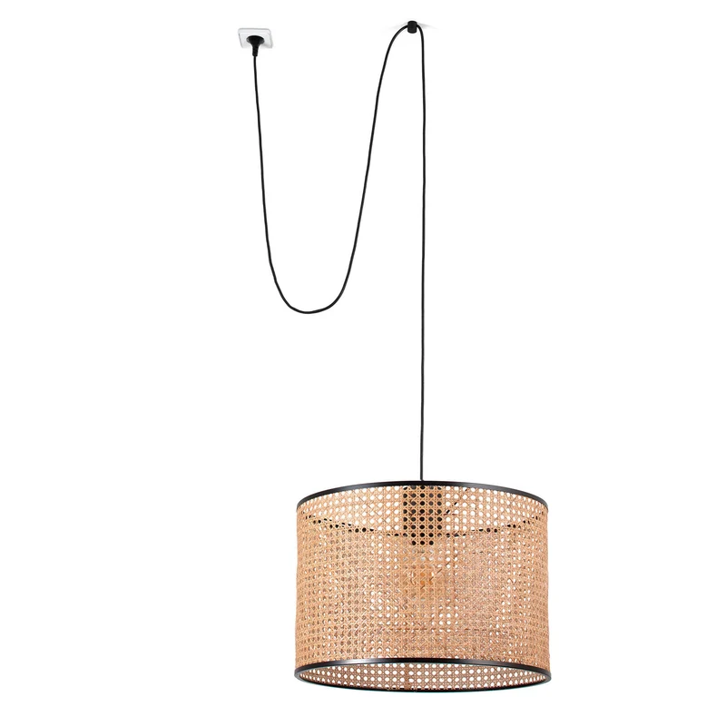 Lámpara de techo colgante Faro Mambo grande E27 LED ratán Ø45cm 68604-49