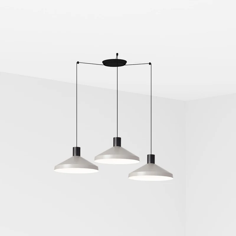 Lámpara de techo colgante Faro Kombo grande 3 luces E27 LED gris 68595-3L