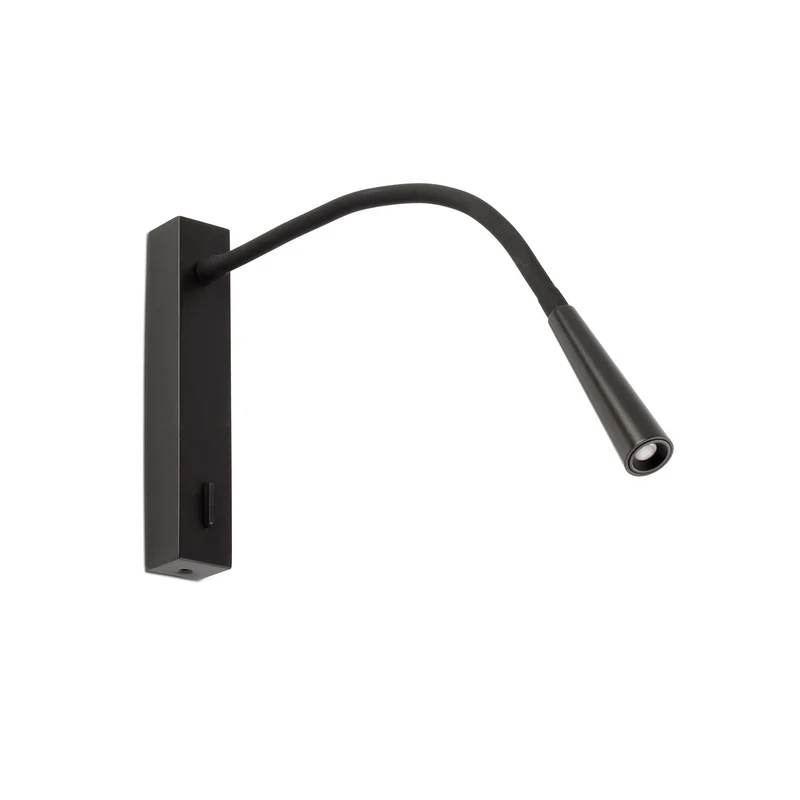 Lámpara de pared aplique Faro Flin con lector LED negro mate 3000K 64319