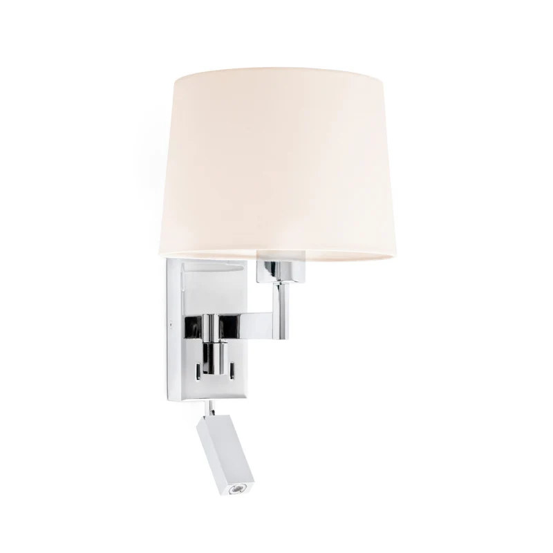 Lámpara de pared aplique Faro Artis con lector E27 LED cromo y beige 68493-02