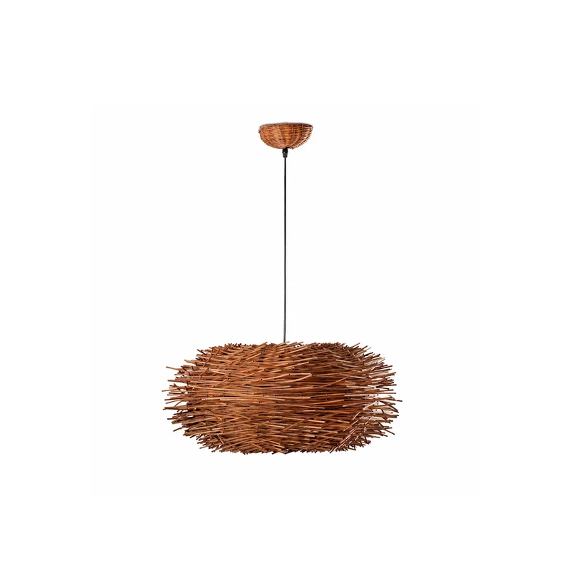 Lámpara de techo colgante Faro Nido E27 LED marrón Ø60cm 68153