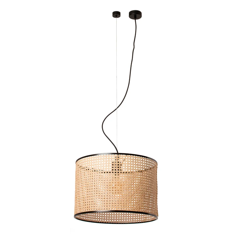 Lámpara de techo colgante Faro Mambo grande E27 LED ratán 64314-49