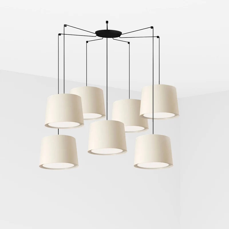Lámpara de techo colgante Faro Conga grande 7 luces E27 LED blanco 64314-54-7L
