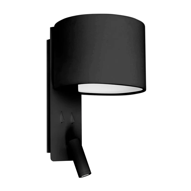 Lámpara de pared aplique Faro Fold con lector E27 LED negro 64305 para dormitorio