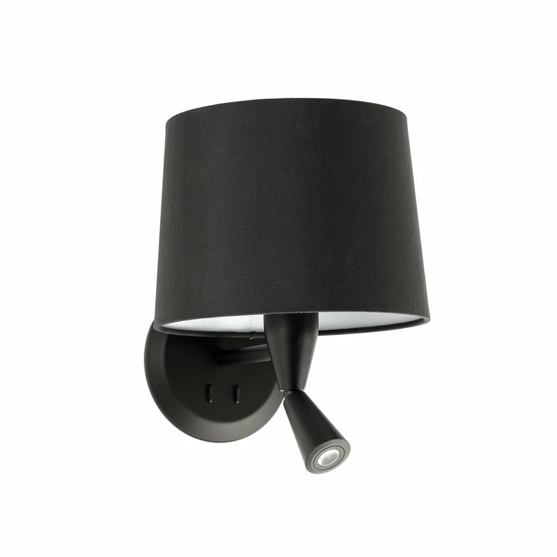 Lámpara de pared aplique Faro Conga con lector E27 LED negro y negro 64309-03