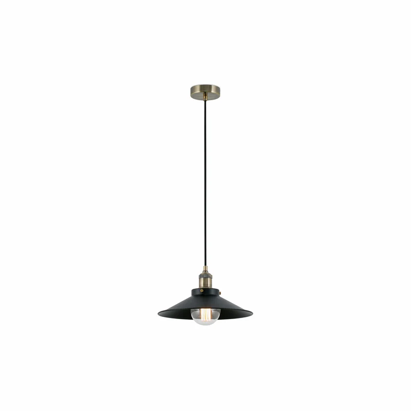 Lámpara de techo colgante Faro Marlin grande E27 LED negro mate Ø30cm 64133