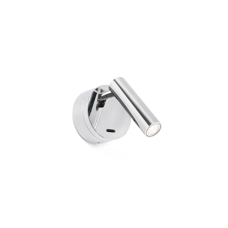 Lámpara de pared aplique Faro Boc con lector LED cromo 3000K 62710 para dormitorio