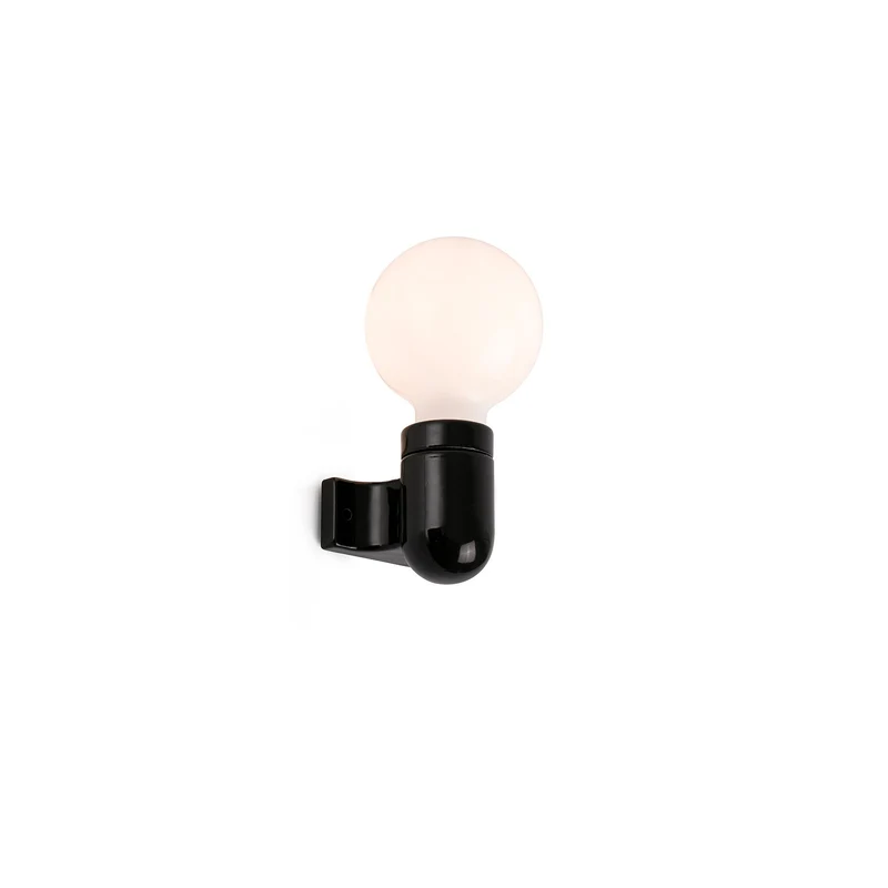 Lámpara de pared aplique Faro Sera E27 LED negro brillo 62303