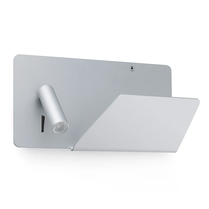 Lámpara de pared aplique Faro Suau derecha con lector LED plata mate 3000K 62123