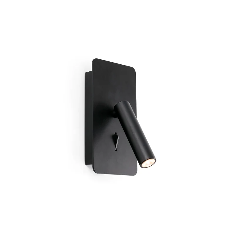 Lámpara de pared aplique Faro Suau con lector LED negro mate 3000K 62116