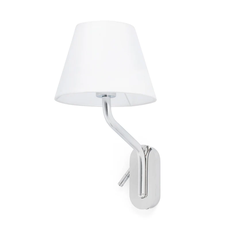 Lámpara de pared aplique Faro Eterna derecho con lector E27 LED cromo y blanco 24006-10