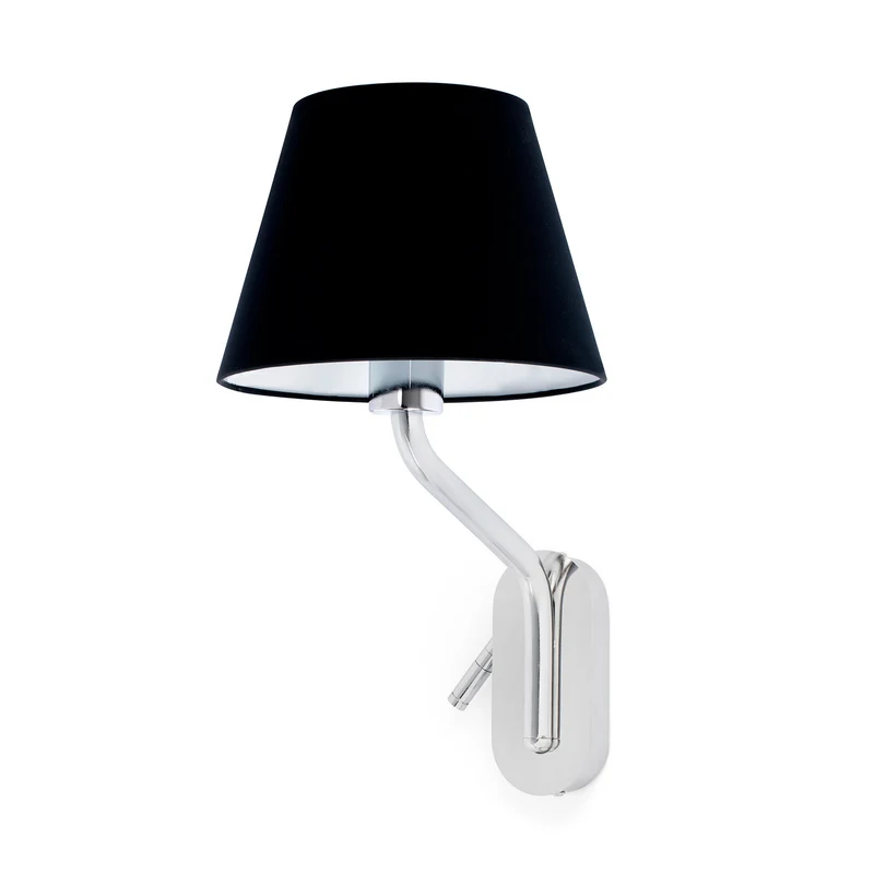 Lámpara de pared aplique Faro Eterna derecho con lector E27 LED cromo y negro 24006-12
