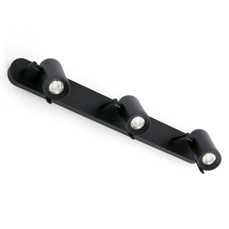 Lámpara de pared aplique Faro Orleans 3 luces GU10 LED negro mate 43527 para dormitorio y pasillo