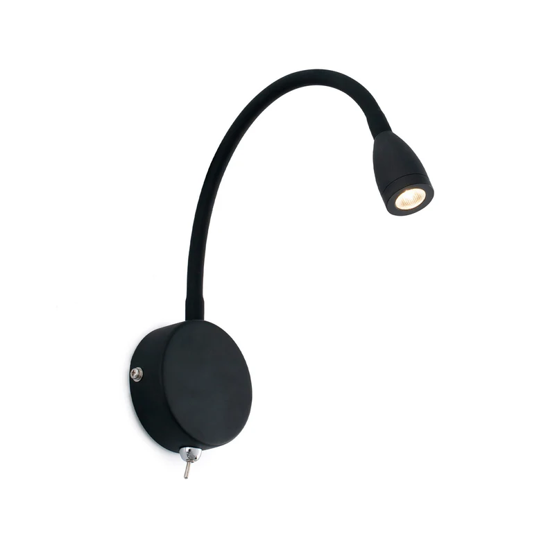 Lámpara de pared aplique Faro Loke con lector LED negro mate 3000K 41020 para dormitorio