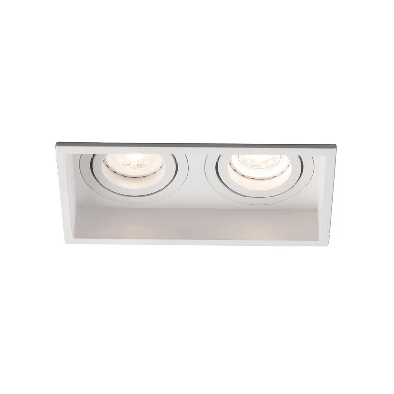Downlight empotrable de techo Faro Hyde 2 luces GU10 LED blanco mate IP20 40126