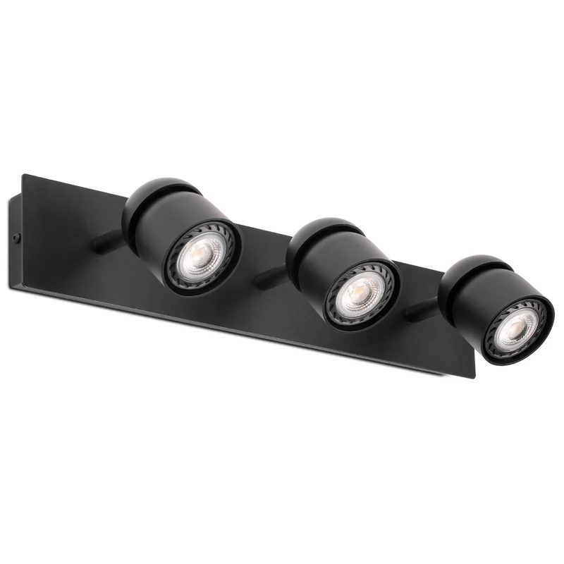 Lámpara de pared aplique Faro Coco 3 luces GU10 LED negro mate 40667