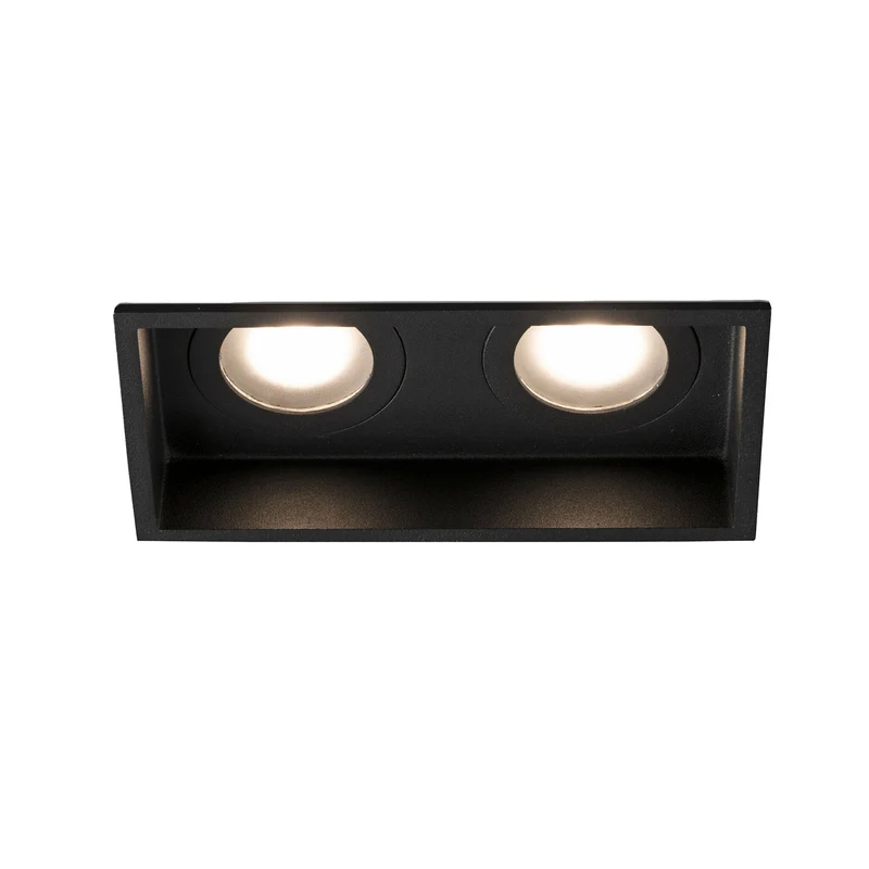 Downlight empotrable de techo Faro Hyde 2 luces GU10 LED negro mate IP44 40125